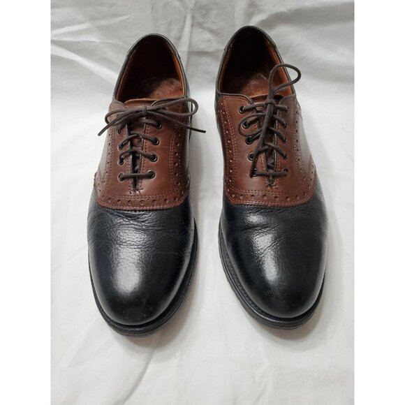 Allen Edmonds 'Links' Golf Shoes Men's Black / Brown Leather Saddle Size 11 B - Picture 3 of 16